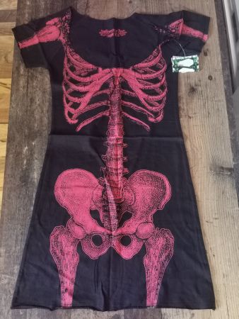 Kreepsville 666 Kleid *NEU* L rot Skeleton Bones