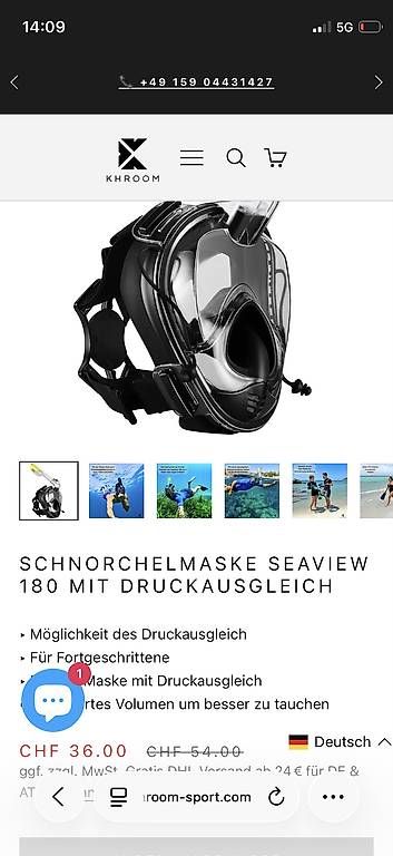 Maschere: KHROOM SCHNORCHELMASKE SEAVIEW – Nuovo (secondo la descrizione) da Uetendorf venduto da Anomis2015 4