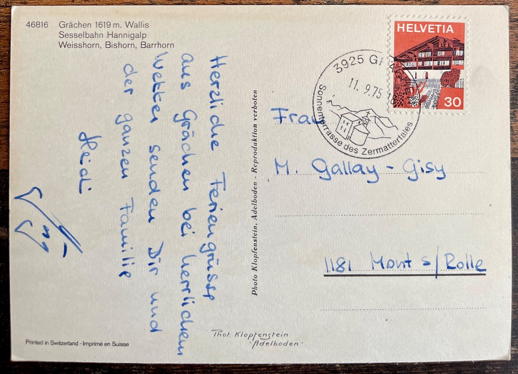 Cartoline postali: GRÄCHEN - SESSELBAHN HANNIGALP – Usato da Lutry venduto da Ediego 1