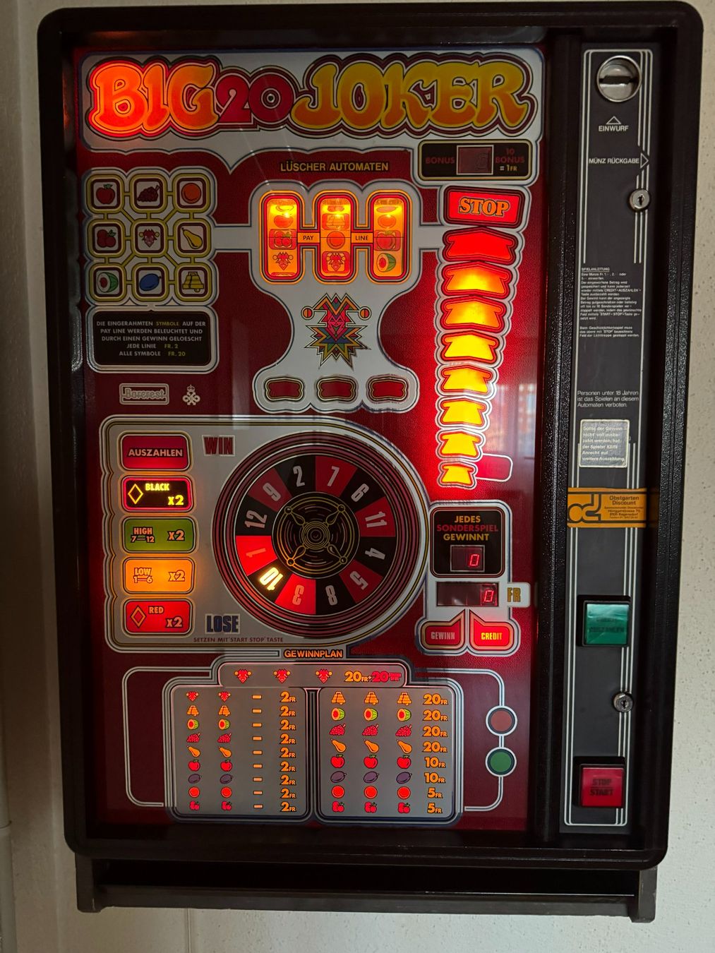 Spielautomaten: BIG 20 JOKER – Gebraucht aus Meilen von Paso