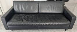 Schwarzes Ledersofa, 2-Sitzer - COR, Model Conseta