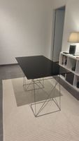 Modern Black Glass Table with Metal Frame