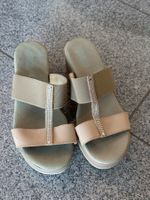 Leder Sandalen Keilabsatz aus Italien -grau/beige 38/39 -NEU