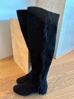 Saint Laurent suede fringe boots