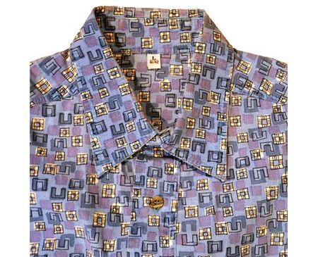 Hemd Gr. L Herren kA VINTAGE 1960s hellblau gemustert