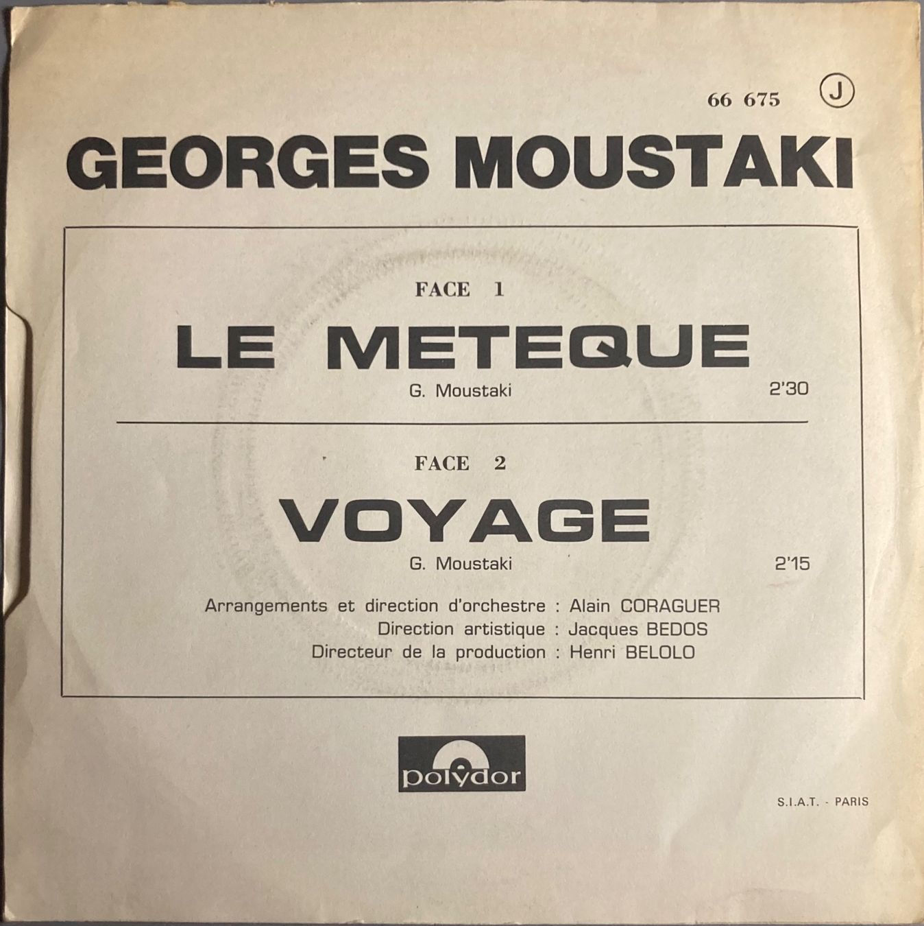 Dischi in vinile: GEORGES MOUSTAKI - LE METEQUE / VOYAGE – Usato da Poliez-Pittet venduto da Newtown-Records 1