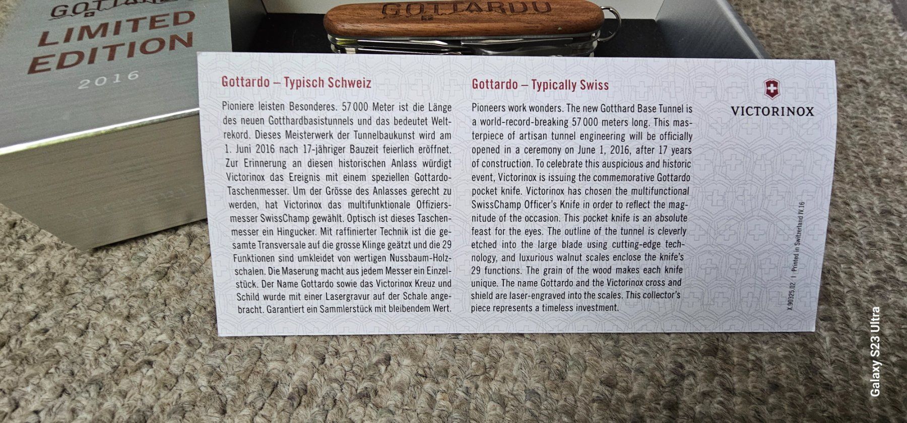 Coltelli tascabile: Victorinox Sackmesser Gotthardo Nr. 165 /2016 – Nuovo e nell'imballaggio originale da Volketswil venduto da Rego66 6