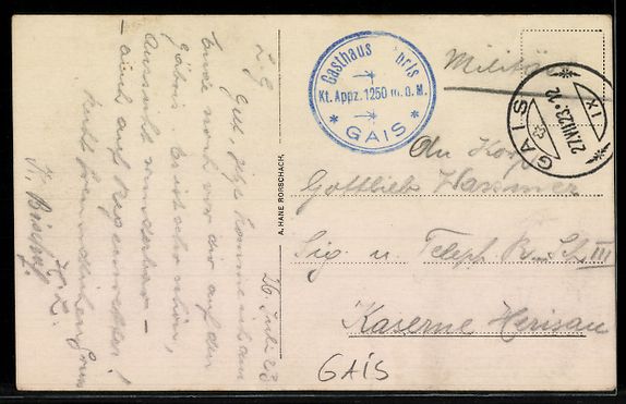 Cartoline postali: AK Gais /Appz., Gasthaus Gäbris – Usato da Berlin venduto da bartko-reher 1