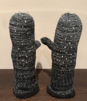 Strickfäustlinge schwarz grau mit Strass