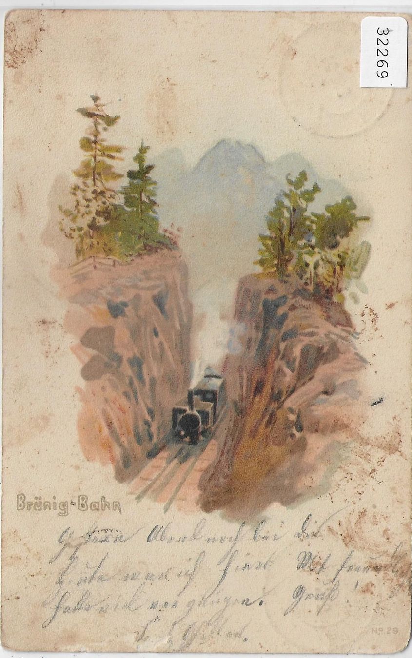 Cartoline postali: Brünig-Bahn - Litho 1901 – Usato da Ettingen venduto da Kartenplanet