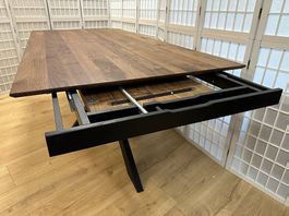 Tisch CASSIDY Nussbaum massiv 160/245 x 90 cm Auszug 85 cm