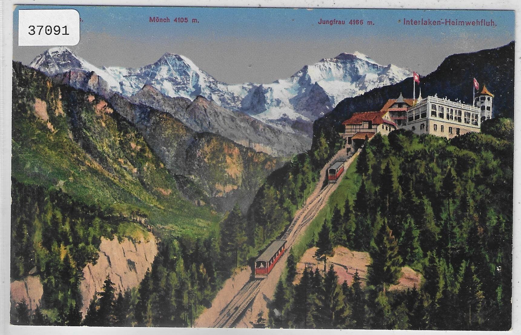 Ansichtskarten: Interlaken-Heimwehfluh - Bahn Train - Litho – Gebraucht aus Ettingen von Kartenplanet