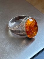 Bernstein Ring, Vintage Silberring (gr.58)