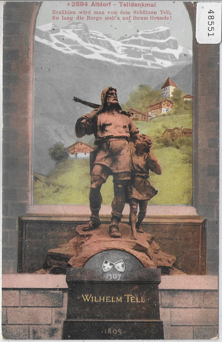 Cartoline postali: Altdorf - Telldenkmal - Litho – Usato da Ettingen venduto da Kartenplanet