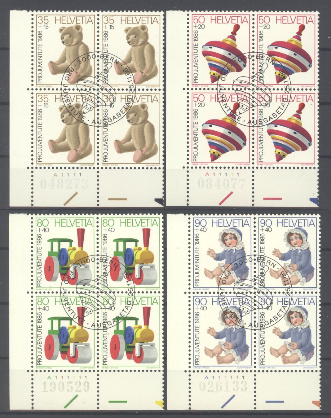 Tutti i francobolli: 1986, Pro Juventute, Viererblöcke, ET – Usato da Willisau venduto da Vollstempel