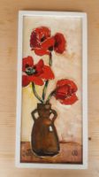 Gemälde Mohnblumen im Krug 🌺 vintage Sommerdeko 50x23cm