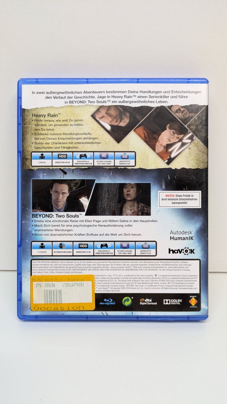 Giochi: Heavy Rain & Beyond Two Souls | Collection - PlayStation 4 – Usato da Menziken venduto da mame18 2