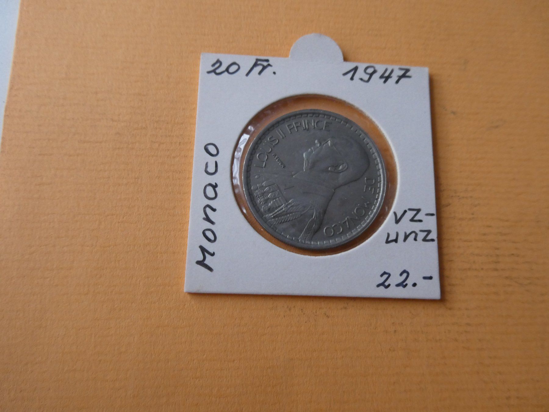 Alle Münzen: Monaco 1947, 20 Francs   vz-unz – Gebraucht aus Hinterforst von Rohusri