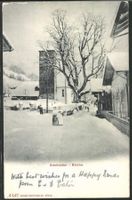 Adelboden, Kirche um 1900, belebt, gelaufen 1909