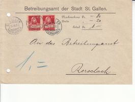 SBK 126ll im Paar auf Brief Betreibungsamt St. Gallen
