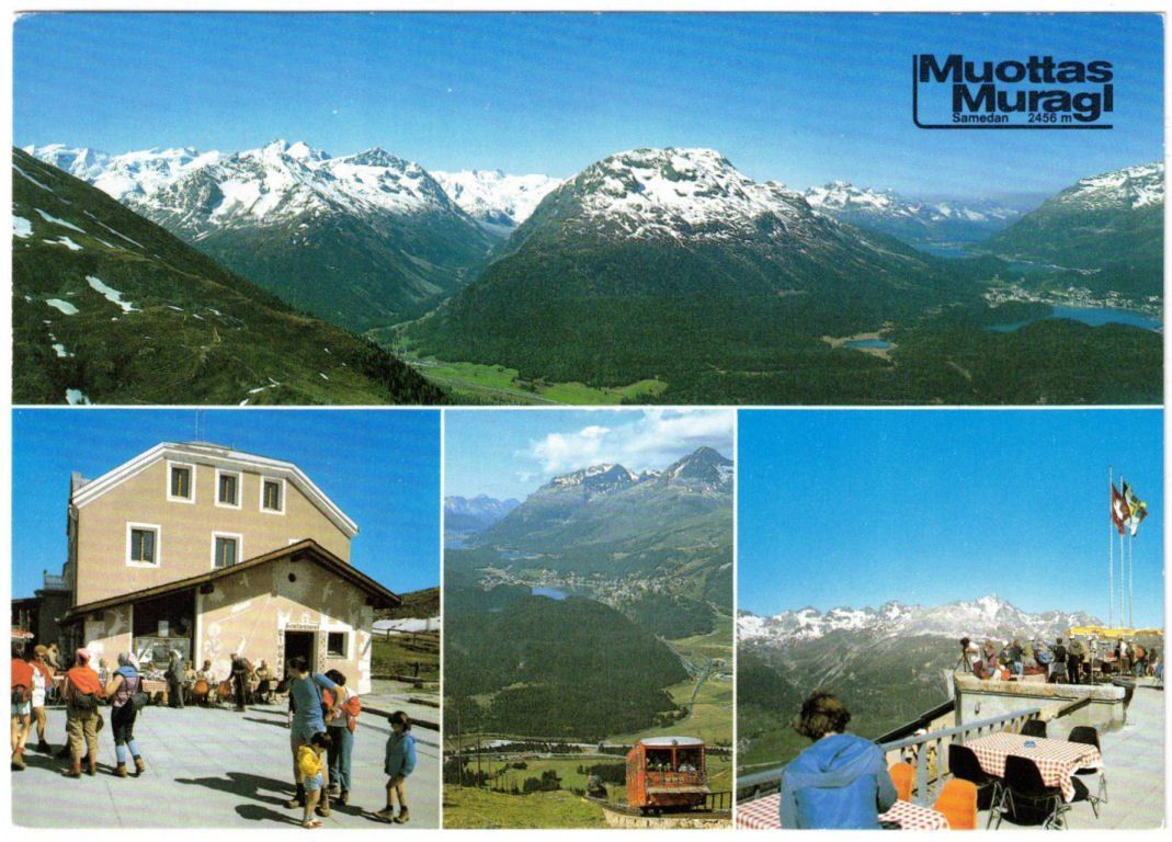 Cartoline postali: St. Moritz - 4 Bild AK Muottas Muragl – Usato da Binningen venduto da Mountainrider
