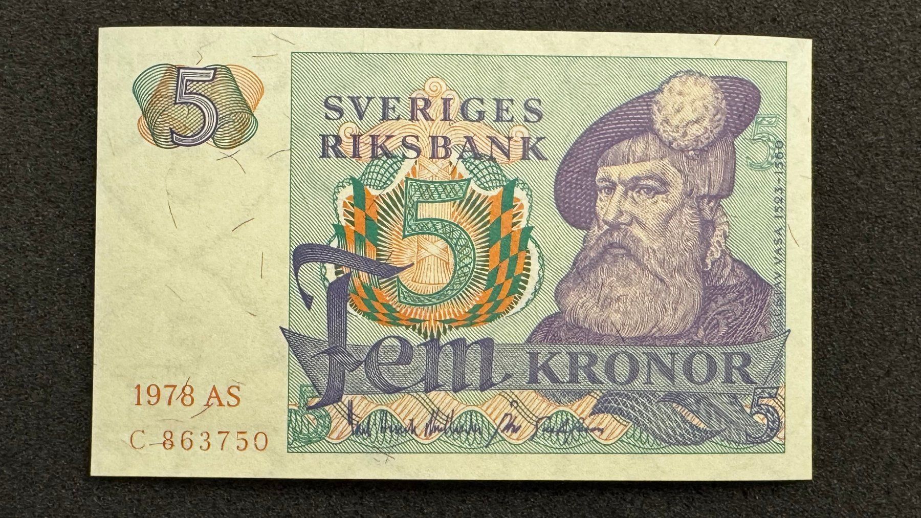 Banconote: 5 Kronor Schweden Banknote 1978 UNC – Usato da Reitnau venduto da tb-muenzen
