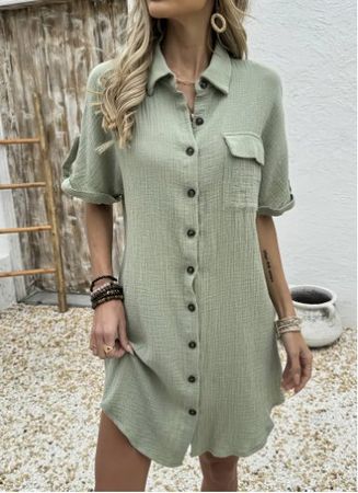NEUES, sportliches Sommerkleid in hell Oliv Gr. S - 225255