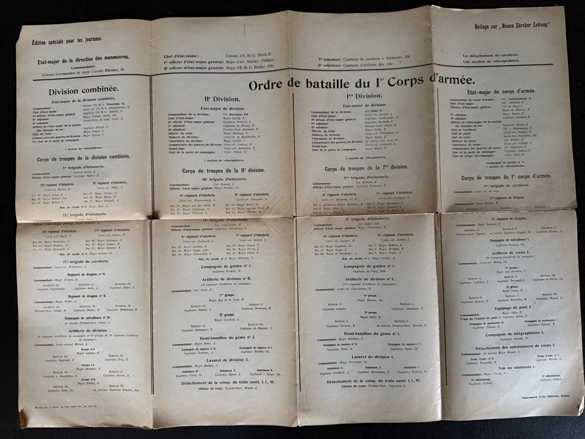Dokumente: Ordre de bataille 1er Corps d'armée 1903 – Gebraucht aus Fribourg von Ardoffel