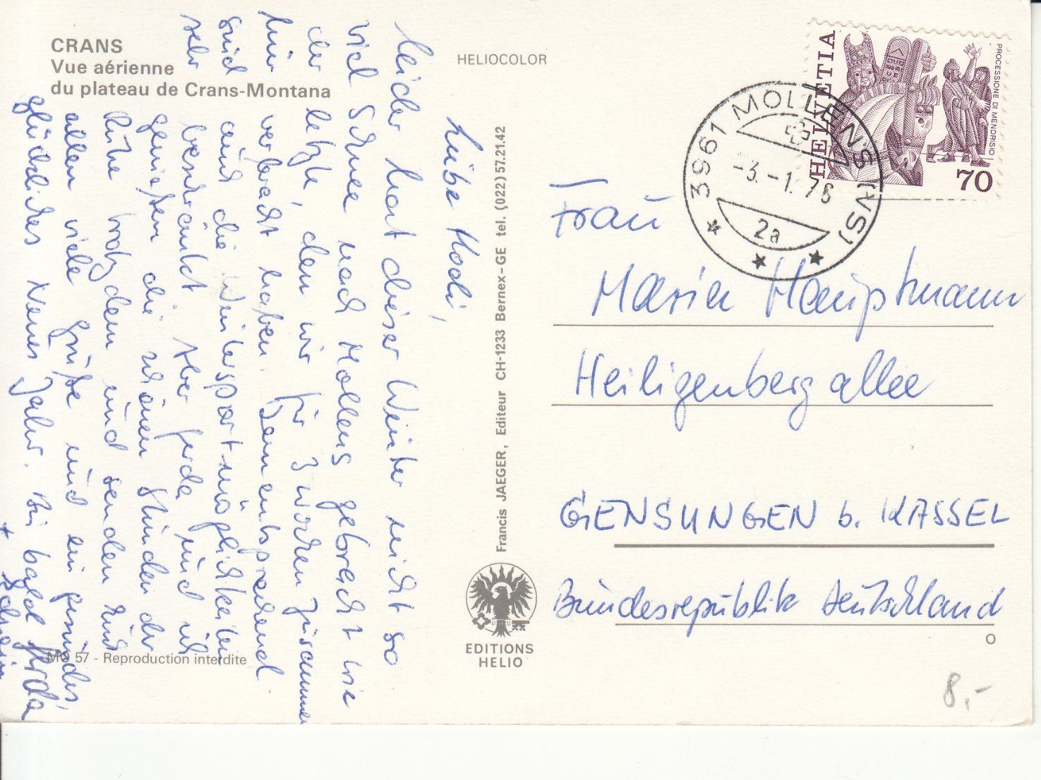 Ansichtskarten: Crans 1978 – Gebraucht aus Bürglen TG von StampGraf 1