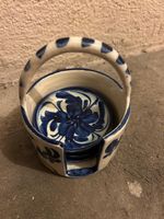 6er Set Untersetzer Keramik blau weiss mit Korb