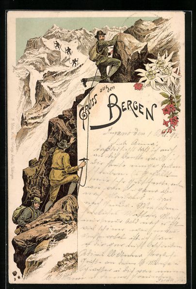 Ansichtskarten: Vorläufer-Lithographie Bergsteiger in d – Gebraucht aus Berlin von bartko-reher