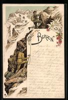 Vorläufer-Lithographie Bergsteiger in d