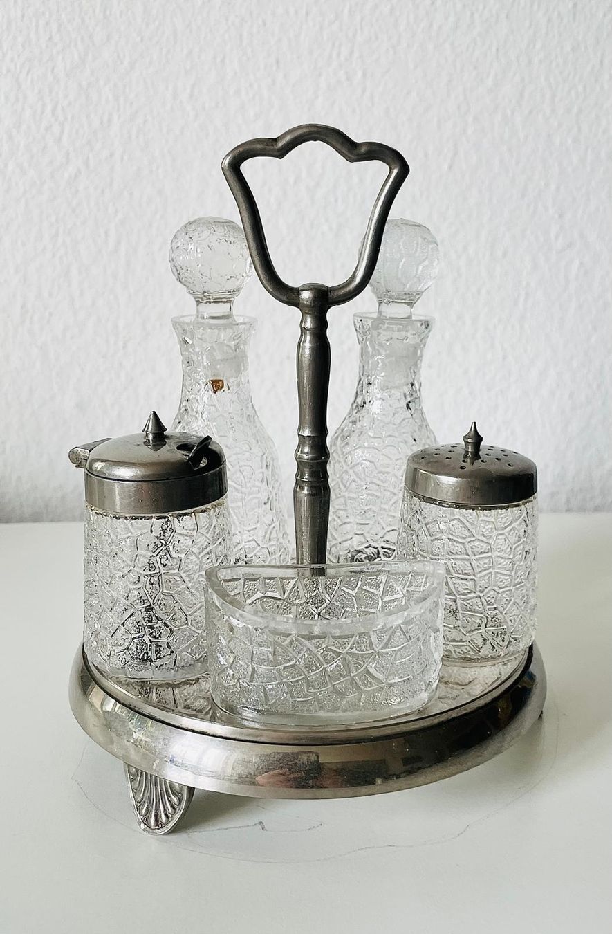 Cucine complete:   Antike Gewürz Menage silberfarbig 1960 – Usato da Basel venduto da Jcva 1