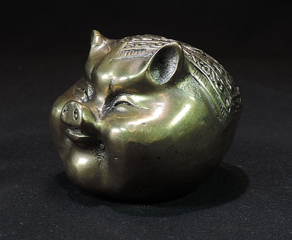 Statuette: China Glücks Schweinchen Messing Figuren – Usato da Duggingen venduto da roterbambus 5