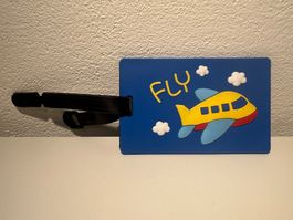 5x Kofferanhänger FLY Flugzeug blau