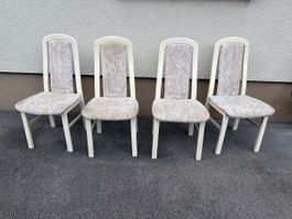 4 Esszimmerstühle Holz weiss Stoffbezug gemustert