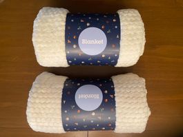 2 Coop Blanket / Kuscheldecken weiss, 130x160cm, neu
