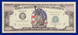 **One Million Dollar USA Fantasie-Gedenknote in Top**