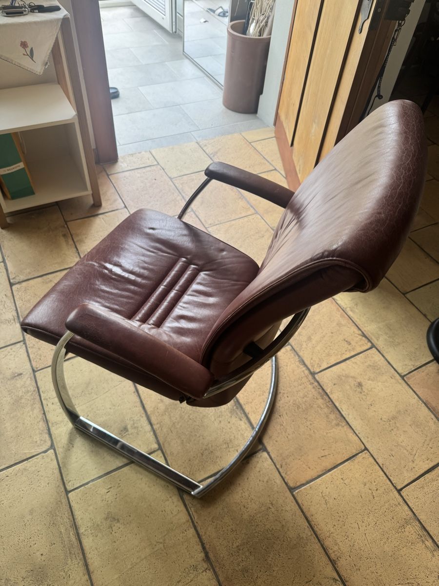 Sessel: Leather armchair brown chrome frame  – Gebraucht aus Seuzach von Wolf936