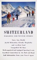 Vintage Ski Poster von 1945Schweiz Winterlandschaft