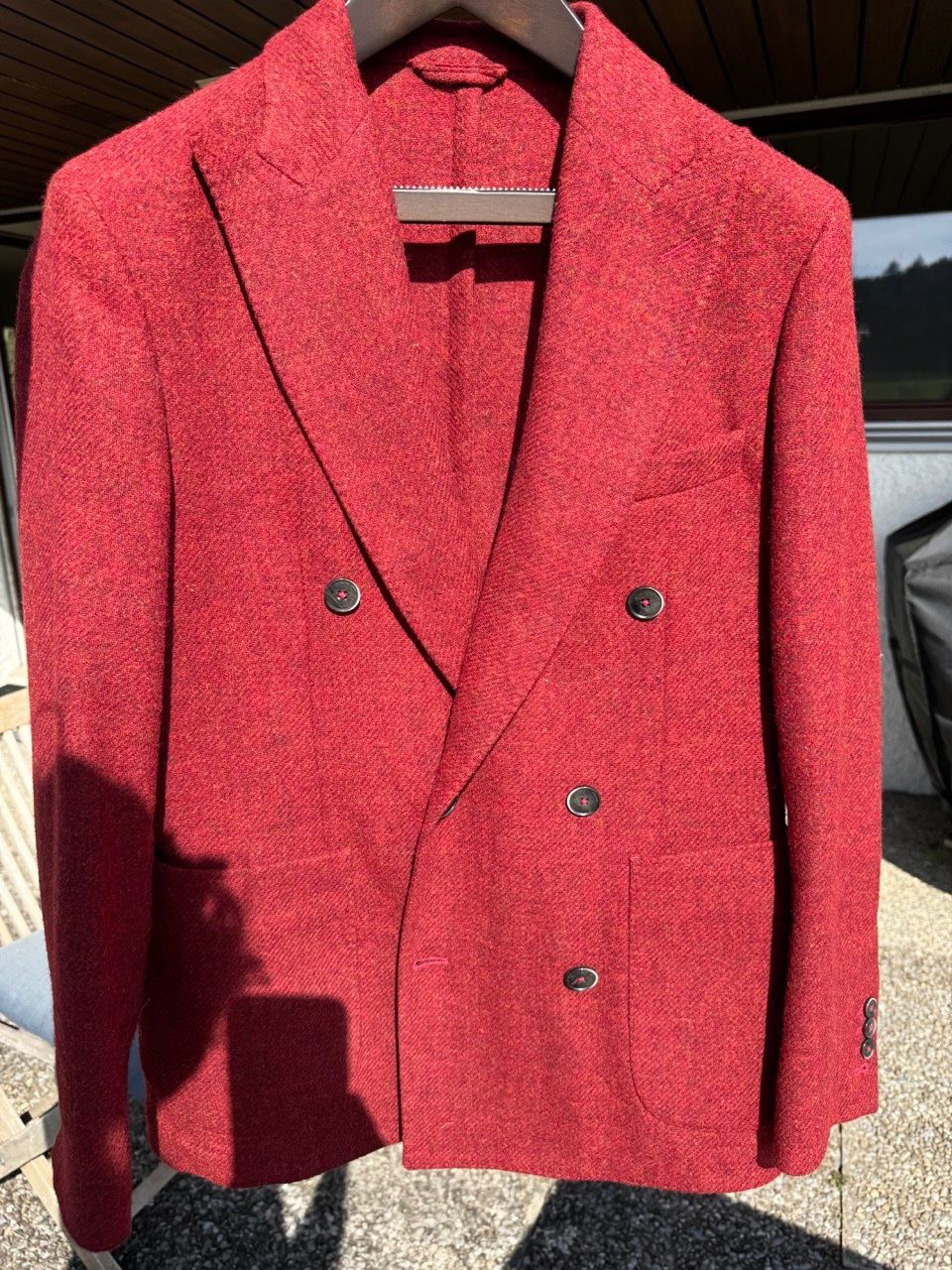 Hackett Giacche: Hackett Jacket / Sakko, Doppelreiher, Tweed Korallrot – Usato da Schlieren venduto da Timsonsan 3