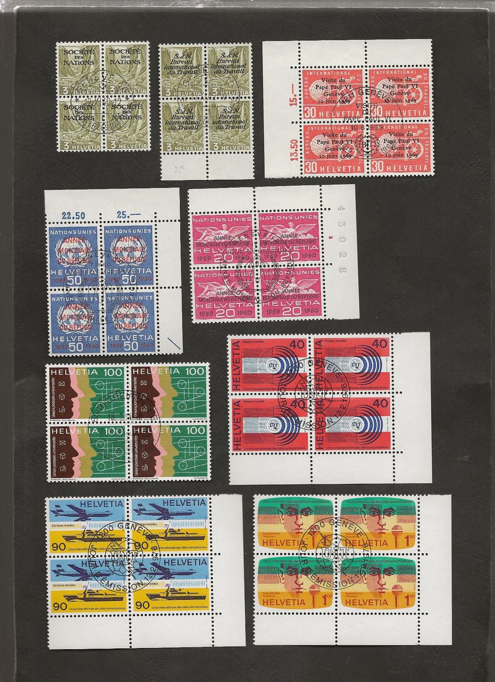 Tous les timbres: Schweiz 9 Viererblock Dienstmarken  gestempelt – D'occasion à Au ZH par xelagreb01