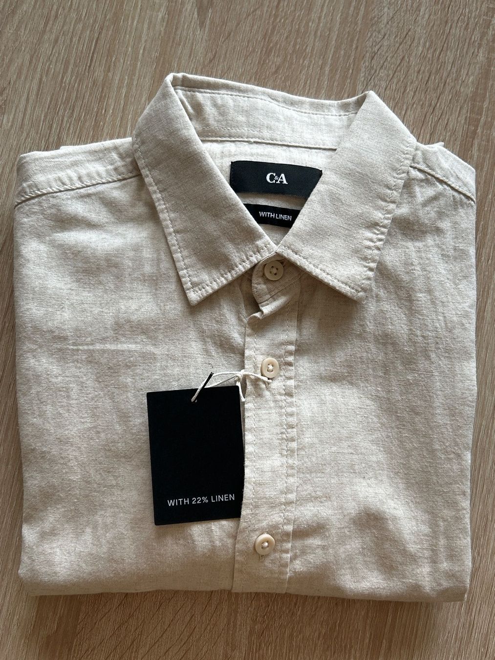 C&A Camicie: Herren Langarmhemd hellbeige von C&A mit Leinen Gr. S – Nuovo (secondo la descrizione) da Brunnen venduto da Nala2929 5
