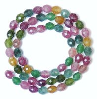 1 Strang echte, multicolor Turmalin Perlen 6x5 mm facettiert