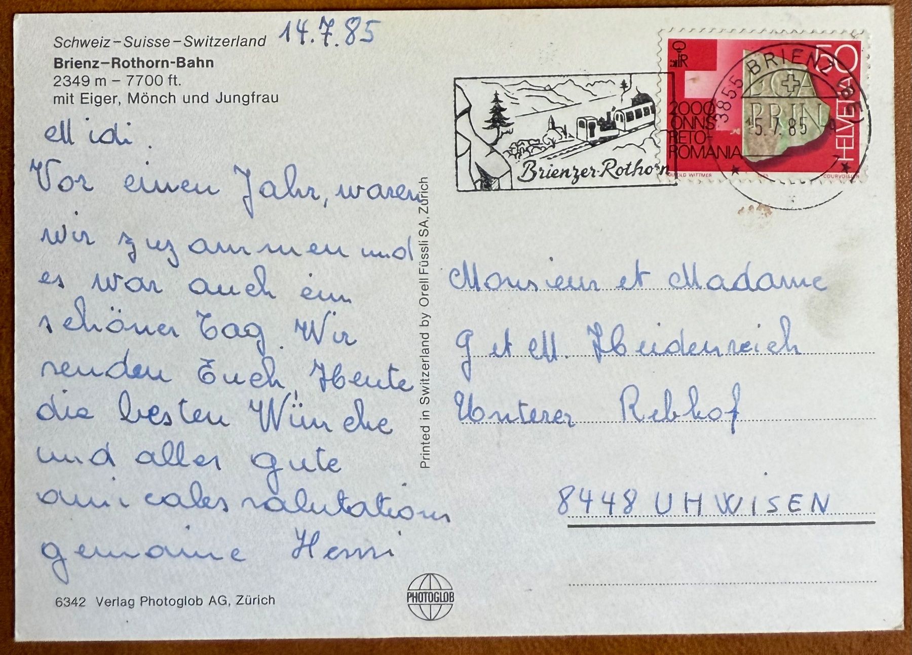 Cartoline postali: Brienz - Rothorn - Bahn – Usato da Lutry venduto da Ediego 1