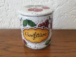 Pot à confiture vintage en céramique décor fruits