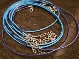Blaue Kette 44-49 cm für Anhänger blau mix Farbe schwarz