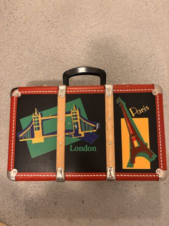 Vintage Kinderkoffer, Paris London Motiv, Perfekt für Deko!