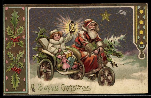Cartoline postali: Weihnachtsmann fährt im Sternenlicht au – Usato da Berlin venduto da bartko-reher