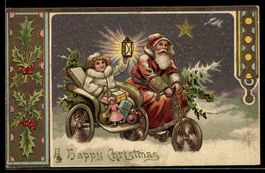 Weihnachtsmann fährt im Sternenlicht au